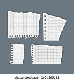 Torn Notebook Paper Pieces Vector illustration