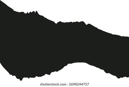 A torn notebook sheet with jagged edges in a cartoon style. The ripped paper has an uneven border, resembling a mountain silhouette. Cartoon vector illustration.