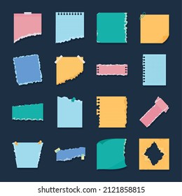 torn notes and pages icon set