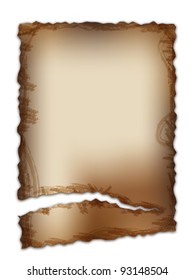 Torn old paper page and stains.