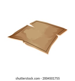 Torn old parchment on white background cartoon vector illustration