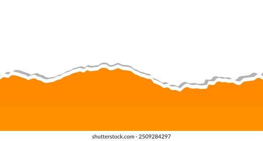 Papel naranja rasgado sobre un fondo gris aislado sobre un fondo blanco adecuado para la inserción de texto