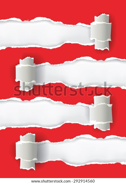Torn paper abstract background.\
Red\
ripped paper with four places for your text or image, useful as\
template. Vector\
illustration.\
