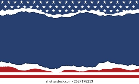 Torn Paper American Flag Background for 4th of July – Independence Day USA Patriotic Banner Template