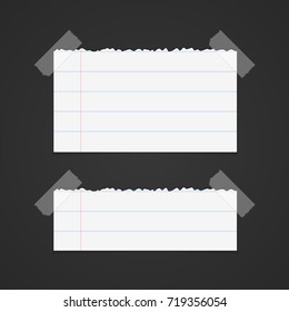 Torn paper art banner set on the black background. Vector illustration