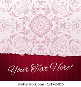 Torn paper background with floral ornaments