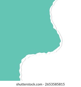 Torn paper background with fresh green color, isolated on square transparent background