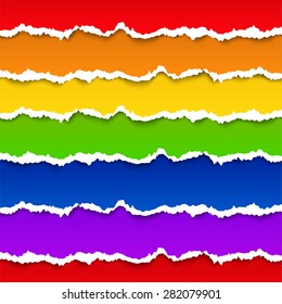 Torn paper background. Rainbow stripe. Vector EPS 10.