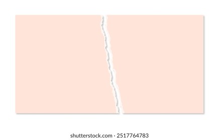 Torn paper background. Two parts of white sheet with jagged edges vector illustration.