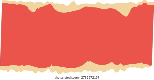Torn paper banner with rough ripped edges and grunge texture, wide rectangular frame for message or headline. Concept of announcement, notice, reveal, attention grabber. Cartoon vector illustration.