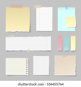 Torn paper banners lined clear vertical and horizontal set attached with sticky colorful tape isolated vector illustration - Shutterstock ID 534455764