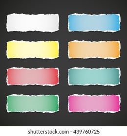 Torn paper banners with space for text. Vector EPS10 illustration isolated on a black background