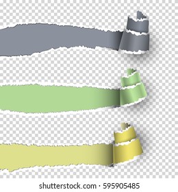 Torn paper banners with space for text. Vector elements for design