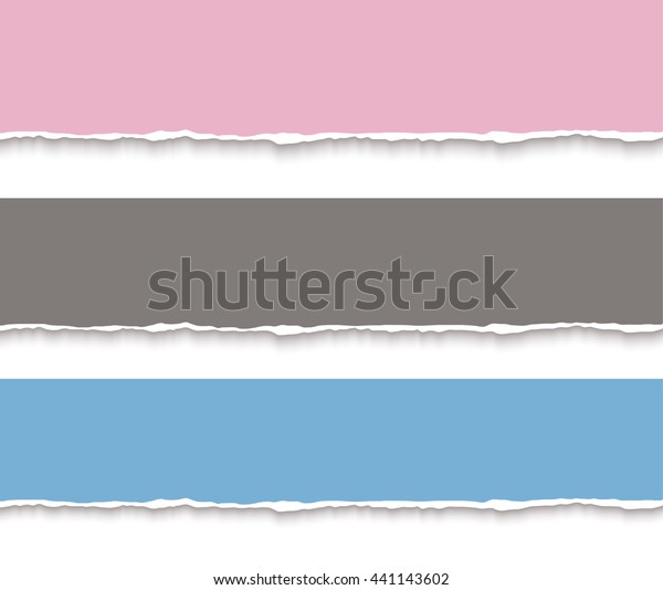 Torn paper blank banners. Design template\
for infographics, website layout. Vector realistic illustration.\
Vector torn paper with teared\
edges