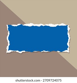 Rectángulo azul de papel rasgado sobre fondo de dos tonos.