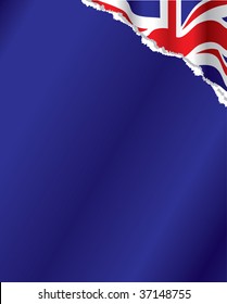 torn paper with british flag underneath