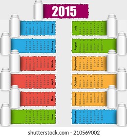 Torn paper calendar 2015 design