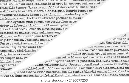 Torn paper, collage element png. A vintage sheet of paper with typewritten text torn at the edges. Vector illustration