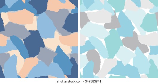 Torn Paper Collage Seamless Pattern Repeat. 2 Color Options. Vector.