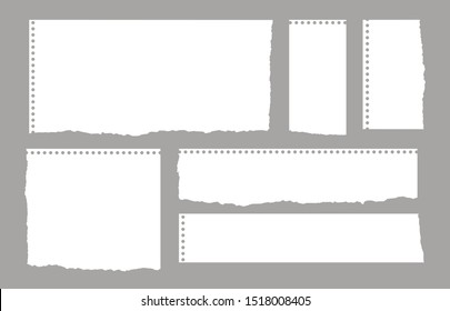 Torn paper collection on isolated background. Vector graphics