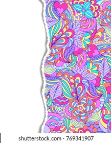 Torn paper with colorful abstract pattern.Vector illustration.