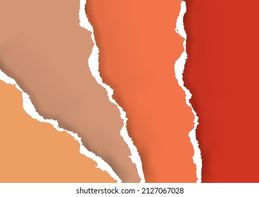 Torn paper colorful stripes, warm colors. 
Illustration of Ripped paper stripes background, torn paper edge. Vector available.