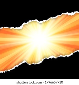 Torn paper design on a starburst background