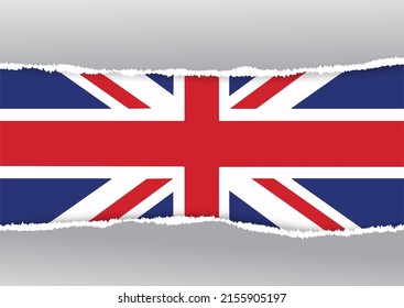 Diseño de papel desgarrado en un fondo de bandera de Union Jack