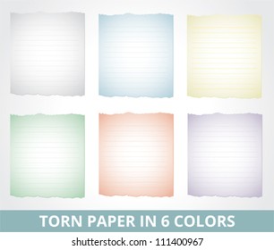 Torn paper in different colors
