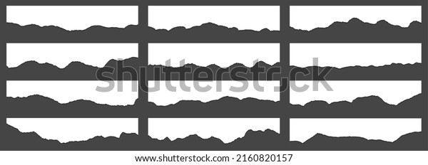 Torn paper edge borders vector collection.\
White shred fragments set. Cardboard or paper ragged edges with\
shadows 3D design. Rrough teared sheet strip elements. Empty memo\
message fragments.