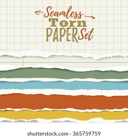 torn paper edge headers set, flat style vector illustration.
