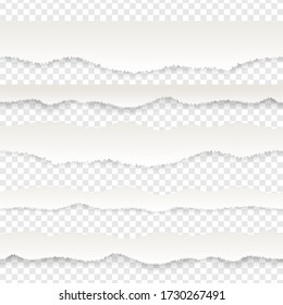 Torn paper edge. Realistic seamless pattern of ragged or ripped pages.