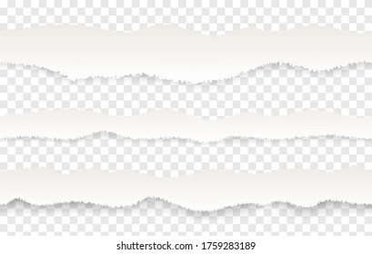 Torn paper edge. Realistic seamless pattern of ragged or ripped pages.