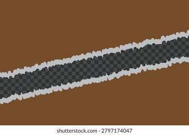 Torn paper edge with ripped brown paper texture and transparent background. Vector illustration
