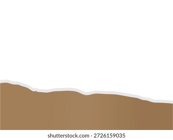 Borde de papel rasgado. textura desigual áspera de papel rasgado. espacio blanco sobre fondo marrón sólido. diseño realista del Vector.