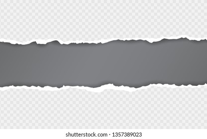 Torn paper edge. Torn paper stripes. Ripped squared horizontal paper strips. Vector illustration.