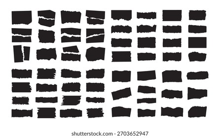 Torn paper edge textures and grunge square shapes silhouette bundle