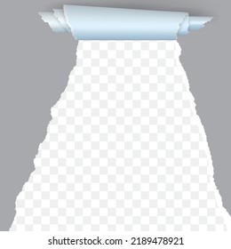Torn paper edge vector illustration. Teared, ripped photo, sheet or page texture