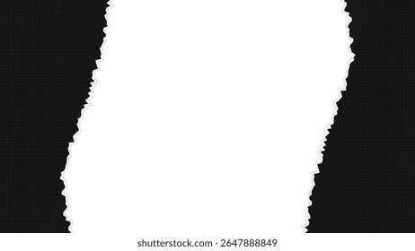 Torn Paper Edge Vertical Frame with Black Halftone Background