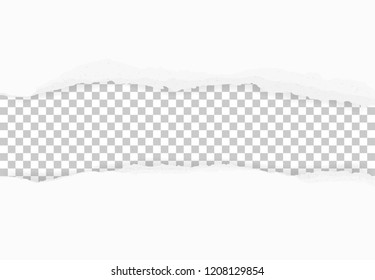 Torn paper edges for background. Abstract ripped paper frame on transparent background. Vector illustration.