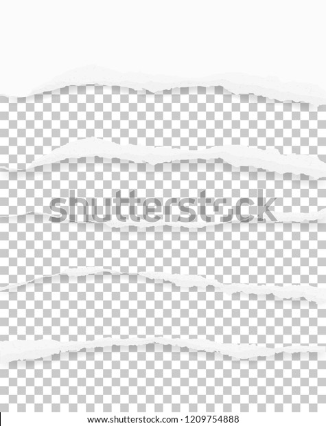 Torn paper edges for background with area\
for copy space. Ripped paper texture on transparent background.\
Vector illustration.