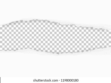 Torn paper edges for background. Ripped paper texture on transparent background. Vector illustration.