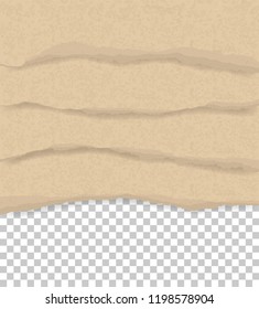 Torn paper edges for background. Ripped brown paper texture on transparent background. Vector illustration.