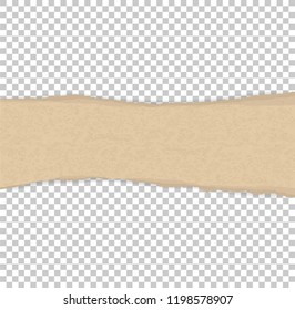 Torn paper edges for background. Ripped brown paper texture on transparent background. Vector illustration.