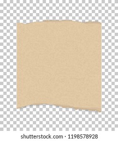 Torn paper edges for background. Ripped brown paper texture on transparent background. Vector illustration.