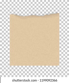 Torn paper edges for background. Ripped brown paper texture on transparent background. Vector illustration.