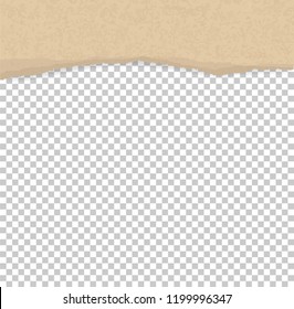 Torn paper edges for background. Ripped brown paper texture on transparent background. Vector illustration.