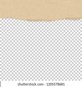 Torn paper edges for background. Ripped brown paper texture on transparent background. Vector illustration.