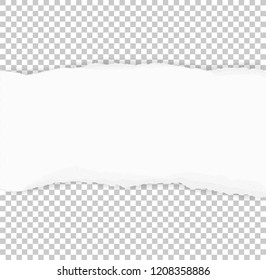 Torn paper edges for background. Ripped paper texture on transparent background. Vector illustration.