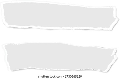Torn paper edges for background. Ripped paper texture on transparent background. Vector illustration.